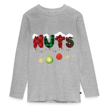 Nuts Chestnuts Christmas pairs fit - Teenager Premium Organic Long Sleeve Shirt - heather grey - Front