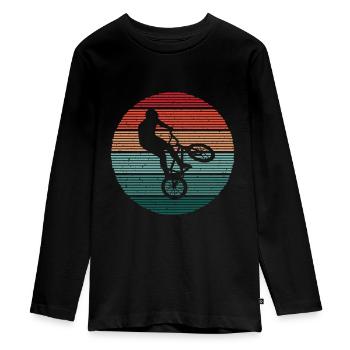 BMX Vélo Cycliste Vintage Cascade BMX - T-shirt manches longues Premium Ado - noir - Devant - AI Model Kid Female (0cm)