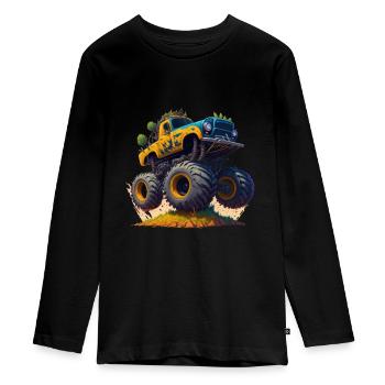 Monstertruck - Teenager Premium Bio Langarmshirt - Schwarz - Vorne - AI Model Kid Female (0cm)