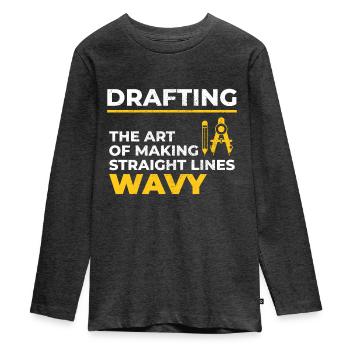 Architecte Dessin Lignes Ondulées Construction Drôle - T-shirt manches longues Premium Ado - anthracite chiné - Devant - AI Model Kid Female (0cm)