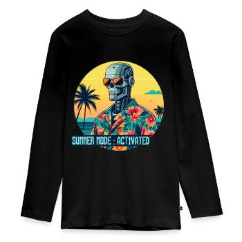 Summer Mode Activated - Teenager Premium Organic Long Sleeve Shirt - black - Front - AI Model Kid Female (0cm)