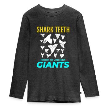 Dents de requin Collectionneur de fossiles Chasse Paléontologie - T-shirt manches longues Premium Ado - anthracite chiné - Devant - AI Model Kid Female (0cm)