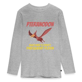 Ptéranodon, dinosaure, dinosaure, dinosaure, fossile de paléontologue - T-shirt manches longues Premium Ado - gris chiné - Devant