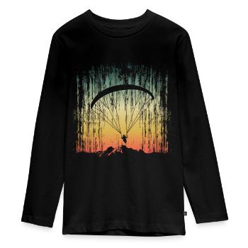Paraglider Paragliding Gleitschirmpilot Retro - Teenager Premium Bio Langarmshirt - Schwarz - Vorne - AI Model Kid Female (0cm)