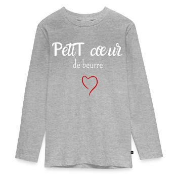 Petit cœur de beurre - T-shirt manches longues Premium Ado - gris chiné - Devant
