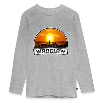 Wroclaw Pologne Skyline Vintage Sunset Travel Souve - T-shirt manches longues Premium Ado - gris chiné - Devant