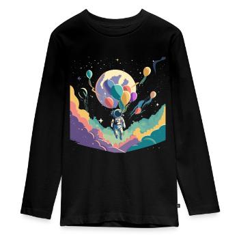 Weltraum - Teenager Premium Bio Langarmshirt - Schwarz - Vorne - AI Model Kid Female (0cm)