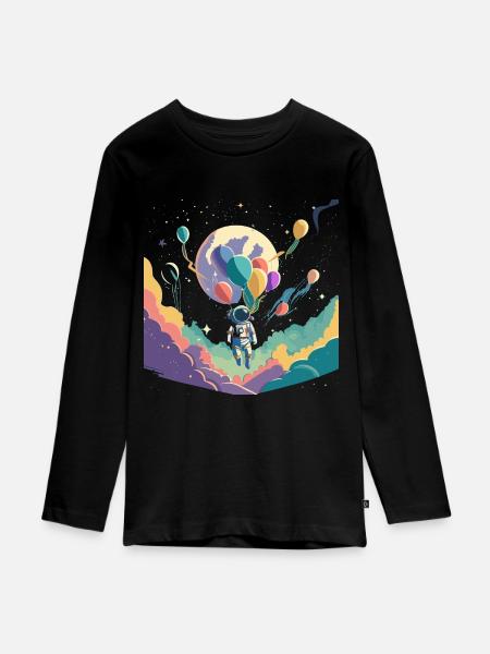 Weltraum - Teenager Premium Bio Langarmshirt - Schwarz