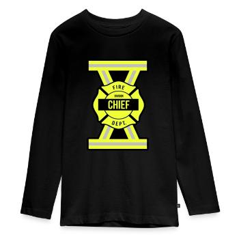 Division Chief Fire Brigade - Teenager Premium Organic Long Sleeve Shirt - black - Front - AI Model Kid Female (0cm)