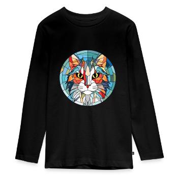 Chat Angora Turc Aquarelle Colorée Dessin Animé Pour Animaux De Compagnie - T-shirt manches longues Premium Ado - noir - Devant - AI Model Kid Female (0cm)