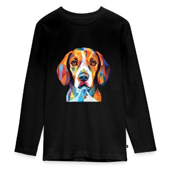 Beagle Harrier Dufthund Hunderasse Aquarell - Teenager Premium Bio Langarmshirt - Schwarz - Vorne - AI Model Kid Female (0cm)