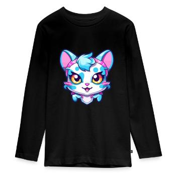 Hantilly Tiffany chat aquarelle dessin animé Kawaii - T-shirt manches longues Premium Ado - noir - Devant - AI Model Kid Female (0cm)
