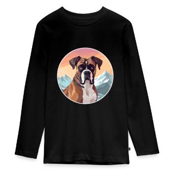 Bull Boxer chien race dessin animé Kawaii aquarelle - T-shirt manches longues Premium Ado - noir - Devant - AI Model Kid Female (0cm)