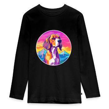BeagleHarrier Dufthund Hund Rasse Cartoon Kawaii - Teenager Premium Bio Langarmshirt - Schwarz - Vorne - AI Model Kid Female (0cm)
