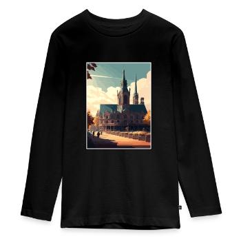 Mannheim Germany Vintage Travel Poster Souvenir - Teenager Premium Organic Long Sleeve Shirt - black - Front - AI Model Kid Female (0cm)