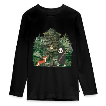 Habitant de la forêt Faucheuse Fantaisie Halloween Mort - T-shirt manches longues Premium Ado - noir - Devant - AI Model Kid Female (0cm)