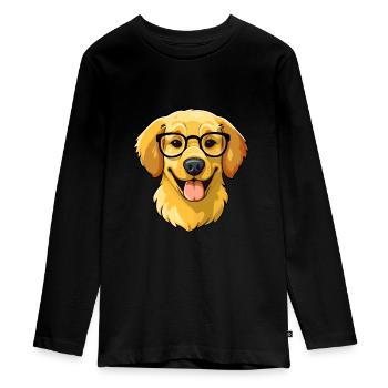 Golden Retriever Dog Breed Watercolor Cartoon Kawa - Teenager Premium Organic Long Sleeve Shirt - black - Front - AI Model Kid Female (0cm)