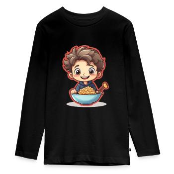 Cereal Killer Funny Muesli Motif - T-shirt manches longues Premium Ado - noir - Devant - AI Model Kid Female (0cm)