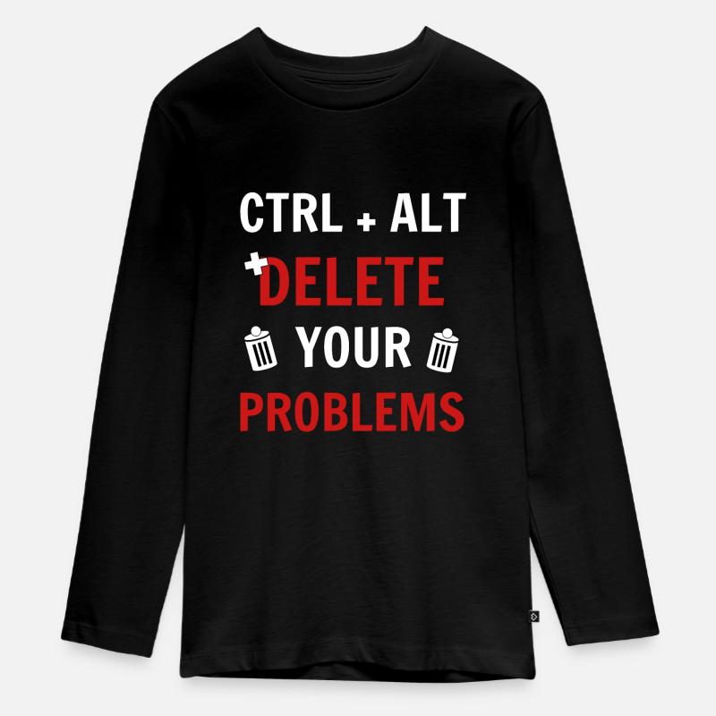Ctrl + Alt + delete your problems programmierer - Teenager Premium Bio Langarmshirt - Schwarz