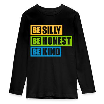 Silly Honest Child - Teenager Premium Organic Long Sleeve Shirt - black - Front - AI Model Kid Female (0cm)