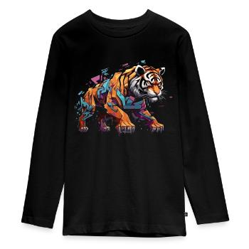 Urbanes Raubtier. Tiger im Graffiti-Stil. - Teenager Premium Bio Langarmshirt - Schwarz - Vorne - AI Model Kid Female (0cm)