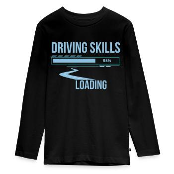 Motorists driving skills loading funny saying - Teenager Premium Organic Long Sleeve Shirt - black - Front - AI Model Kid Female (0cm)