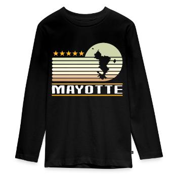 idee cadeau design graphique carte de Mayotte 976 - T-shirt manches longues Premium Ado - noir - Devant - AI Model Kid Female (0cm)