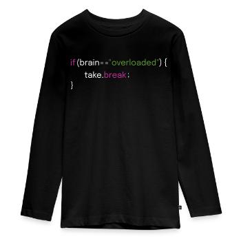 Fun pause and coding design - Teenager Premium Organic Long Sleeve Shirt - black - Front - AI Model Kid Female (0cm)