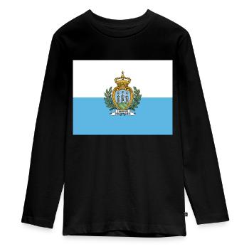 San Marino - Teenager Premium Organic Long Sleeve Shirt - black - Front - AI Model Kid Female (0cm)