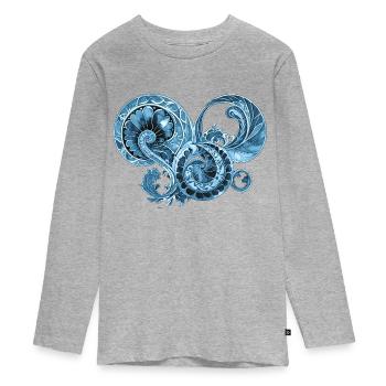 Ornement bleu - T-shirt manches longues Premium Ado - gris chiné - Devant