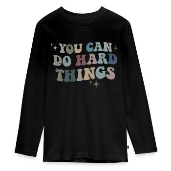 Vous pouvez faire des choses difficiles - T-shirt manches longues Premium Ado - noir - Devant - AI Model Kid Female (0cm)