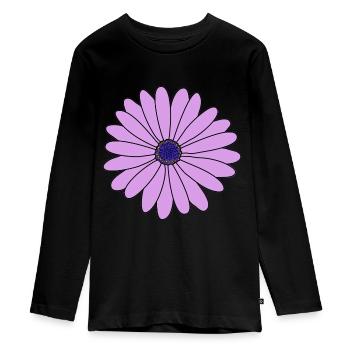 Flower Purple Marguerite - Teenager Premium Organic Long Sleeve Shirt - black - Front - AI Model Kid Female (0cm)