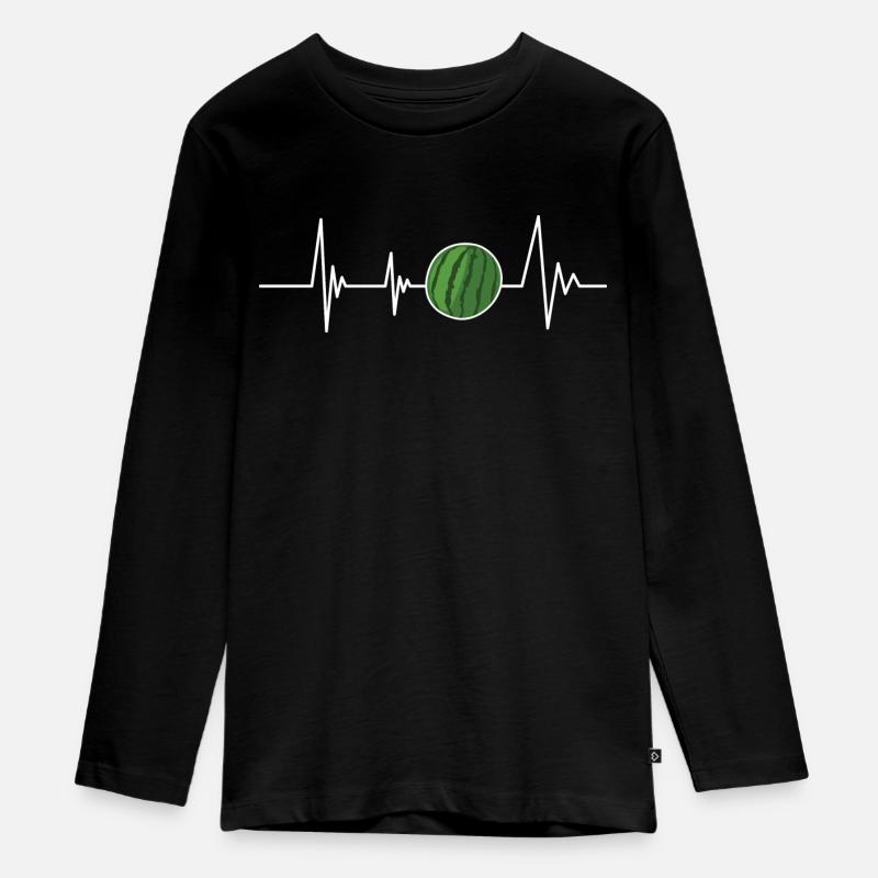 Battement de cœur pastèque - T-shirt manches longues Premium Ado - noir