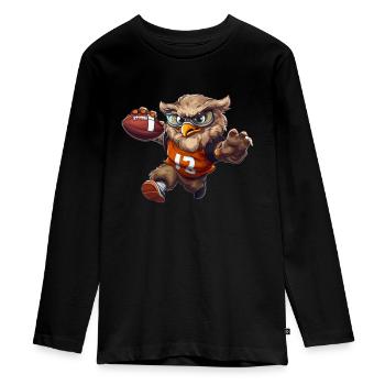 Coole Eule - Teenager Premium Bio Langarmshirt - Schwarz - Vorne - AI Model Kid Female (0cm)