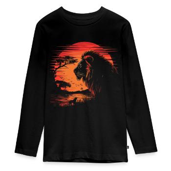 Löwe Wildkatze - Teenager Premium Bio Langarmshirt - Schwarz - Vorne - AI Model Kid Female (0cm)