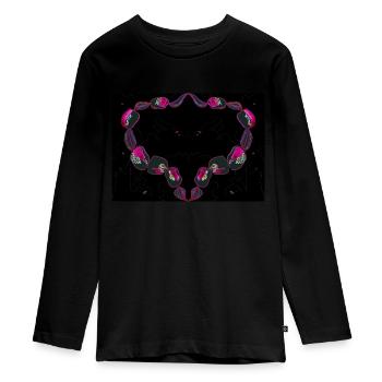 Double scroll - Teenager Premium Organic Long Sleeve Shirt - black - Front - AI Model Kid Female (0cm)
