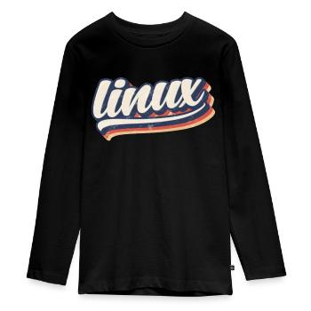 | Linux logo rétro vintage - T-shirt manches longues Premium Ado - noir - Devant - AI Model Kid Female (0cm)