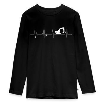 Bagger Herzschlag - Teenager Premium Bio Langarmshirt - Schwarz - Vorne - AI Model Kid Female (0cm)