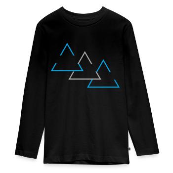 "Dreieck geometrischem Print" - Teenager Premium Bio Langarmshirt - Schwarz - Vorne - AI Model Kid Female (0cm)