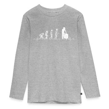 Evolution Imker Shirt - Geschenk Bienenzüchter Ges - Teenager Premium Bio Langarmshirt - Grau meliert - Vorne