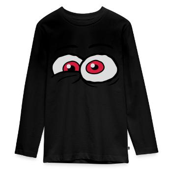 Comic Eyes Crazy Design - Teenager Premium Organic Long Sleeve Shirt - black - Front - AI Model Kid Female (0cm)