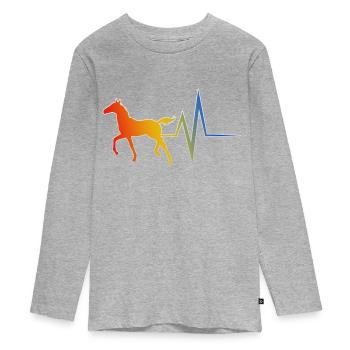 Pferd - EKG - Teenager Premium Bio Langarmshirt - Grau meliert - Vorne