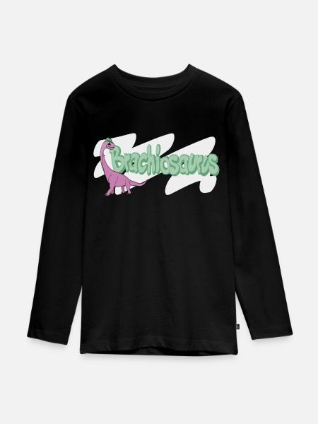 Brachiosaurus - Teenager Premium Bio Langarmshirt - Schwarz