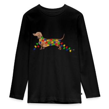 Weihnachten Dackel Weihnachtsdackel - Teenager Premium Bio Langarmshirt - Schwarz - Vorne - AI Model Kid Female (0cm)