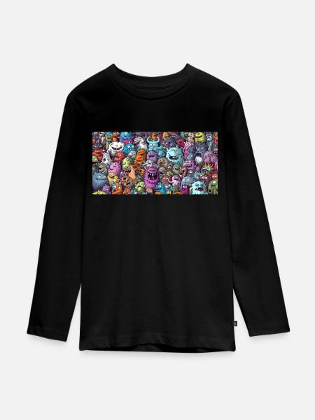 Monsters - Teenager Premium Bio Langarmshirt - Schwarz