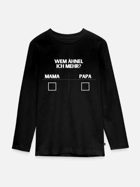 Wem ähnel ich mehr | Shirt, Geschenkidee - Teenager Premium Bio Langarmshirt - Schwarz