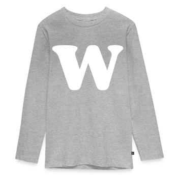 Buchstabe w - Teenager Premium Bio Langarmshirt - Grau meliert - Vorne