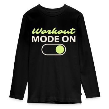Workout Mode On - Teenager Premium Organic Long Sleeve Shirt - black - Front - AI Model Kid Female (0cm)