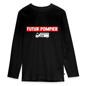 Body bébé futur pompier t-shirt enfant - T-shirt manches longues Premium Ado - noir - Devant - AI Model Kid Female (0cm)