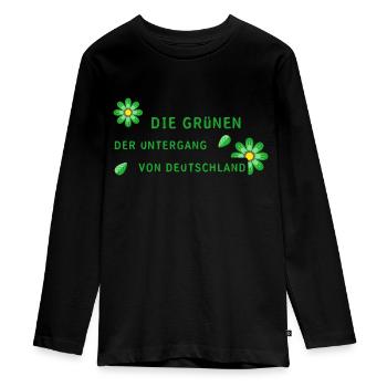 Deutschland die Grünen grün - Teenager Premium Bio Langarmshirt - Schwarz - Vorne - AI Model Kid Female (0cm)